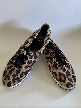 kate spade Leopard-Print Canvas Sneakers in Brown and Black NWOB Size 8